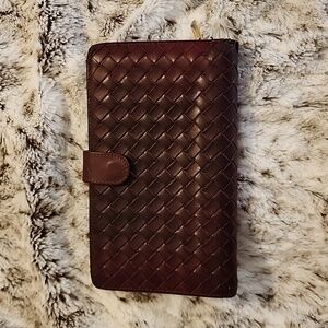 Bottega Veneta Red Nappa Leather Tourmaline Intrecciato Continental Wallet